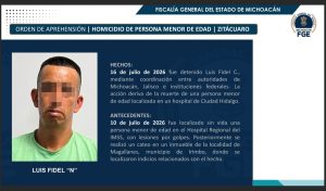 Detienen a presunto responsable del homicidio de un menor en Ciudad Hidalgo