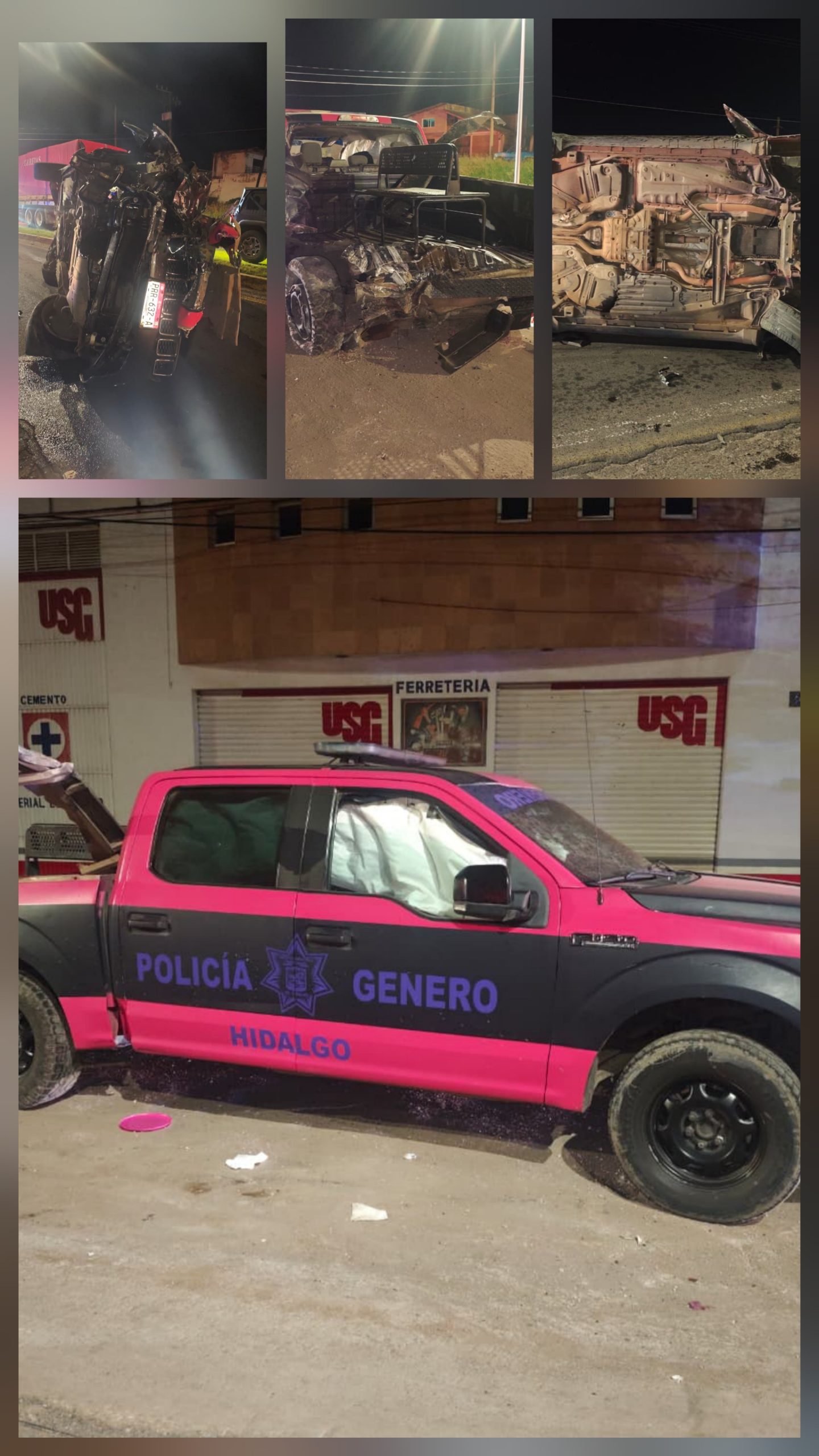 Accidente en la Av. Morelos Oriente deja cuatro elementos de la Policía de Género y un automovilista lesionados.