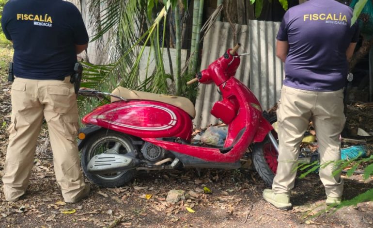 En cateo realizado en Buenavista, FGE asegura inmueble y recupera motocicleta con reporte de robo