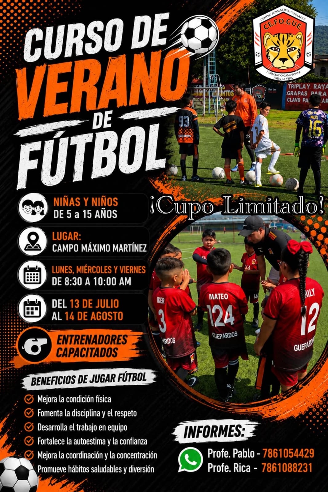 El centro formativo de fútbol guepardos realizará curso de verano