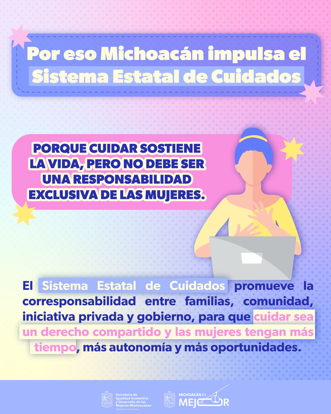 Michoacanas dedican casi 52 horas a la semana al trabajo del hogar; Seimujer impulsa Sistema Estatal de Cuidados