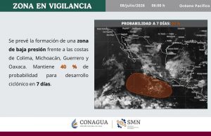 Conagua Michoacán mantiene atención en la costa michoacana ante posible canal de baja presión.
<br>