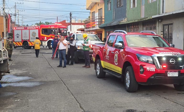 Protección Civil atiende afectaciones por apagón en la colonia Primo Tapia tras fuerte lluvia.