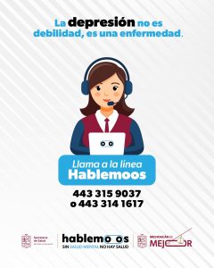 ¿Necesitas apoyo emocional? Recuerda que la línea Hablemoos para apoyo psicológico atiende las 24 horas