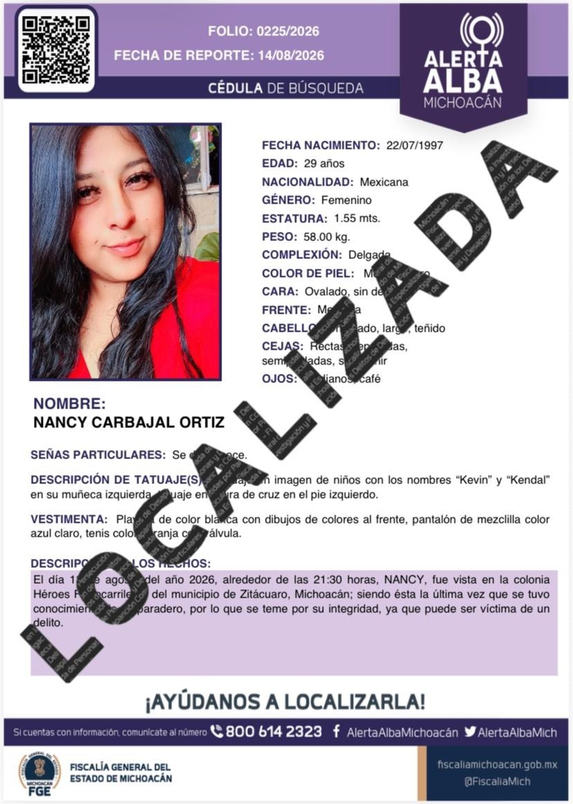 Localiza Fiscalía General a mujer reportada como desaparecida
