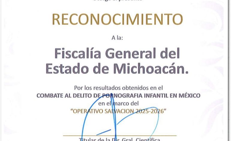Reconoce Guardia Nacional a FGE Michoacán por resultados en combate a la pornografía infantil