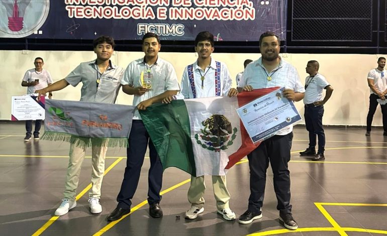 Estudiantes del Cecytem ganan primer lugar en feria internacional de ciencia en Colombia