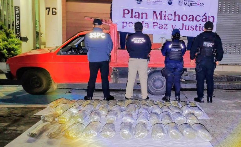 Asegura SSP cerca de 45 kilos de marihuana ocultos en vehículo; hay 2 detenidos