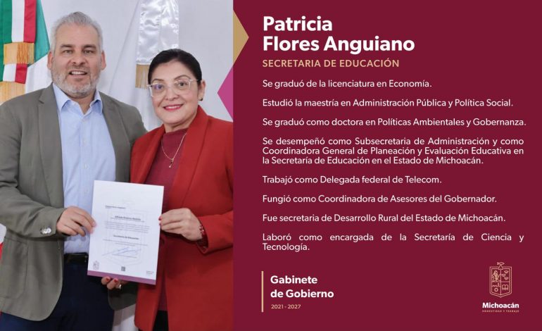 Nombra Bedolla a Patricia Flores como nueva secretaria de Educación