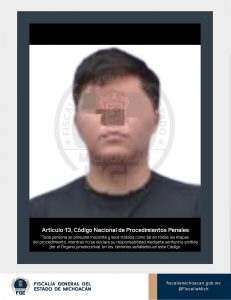 Detiene FGE a presunto integrante de grupo generador de violencia, relacionado con extorsiones a comerciantes, bares y productores de aguacate en Uruapan