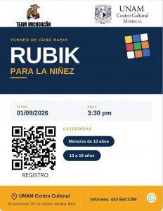 Sipinna invita al torneo de cubo rubik para la niñez de Morelia