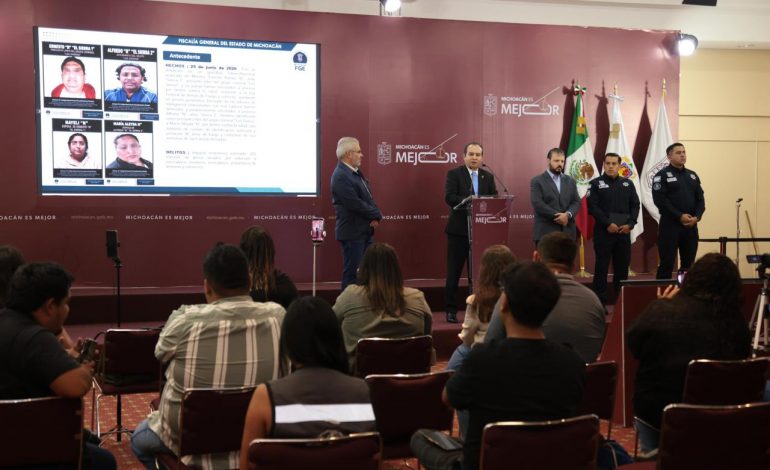 Destaca FGE detención de presuntos líderes delincuenciales y generadores de violencia en Michoacán
