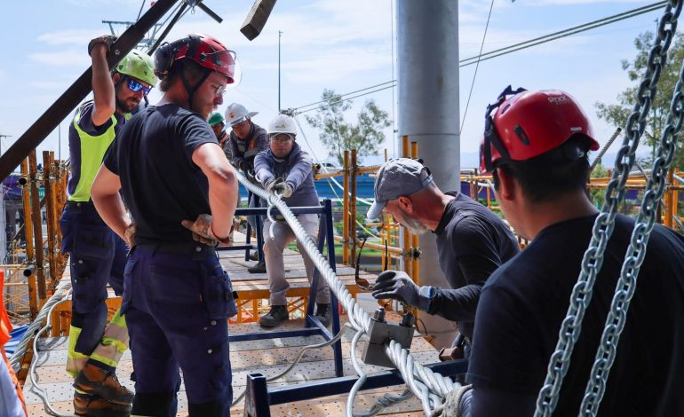Teleférico de Morelia concluye empalme del cable portador; avanza hacia pruebas electromecánicas