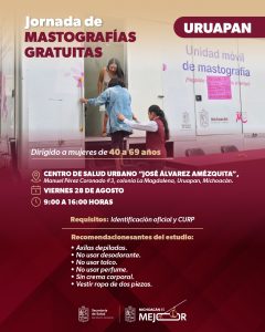SSM realizará jornada de mastografías gratuitas a Uruapan