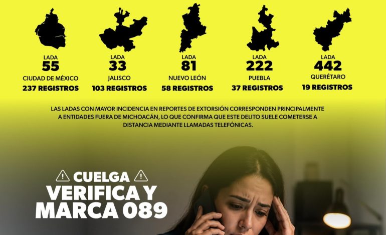 ¿Te llaman de otro estado? Estas son ladas más usadas para extorsionar en Michoacán