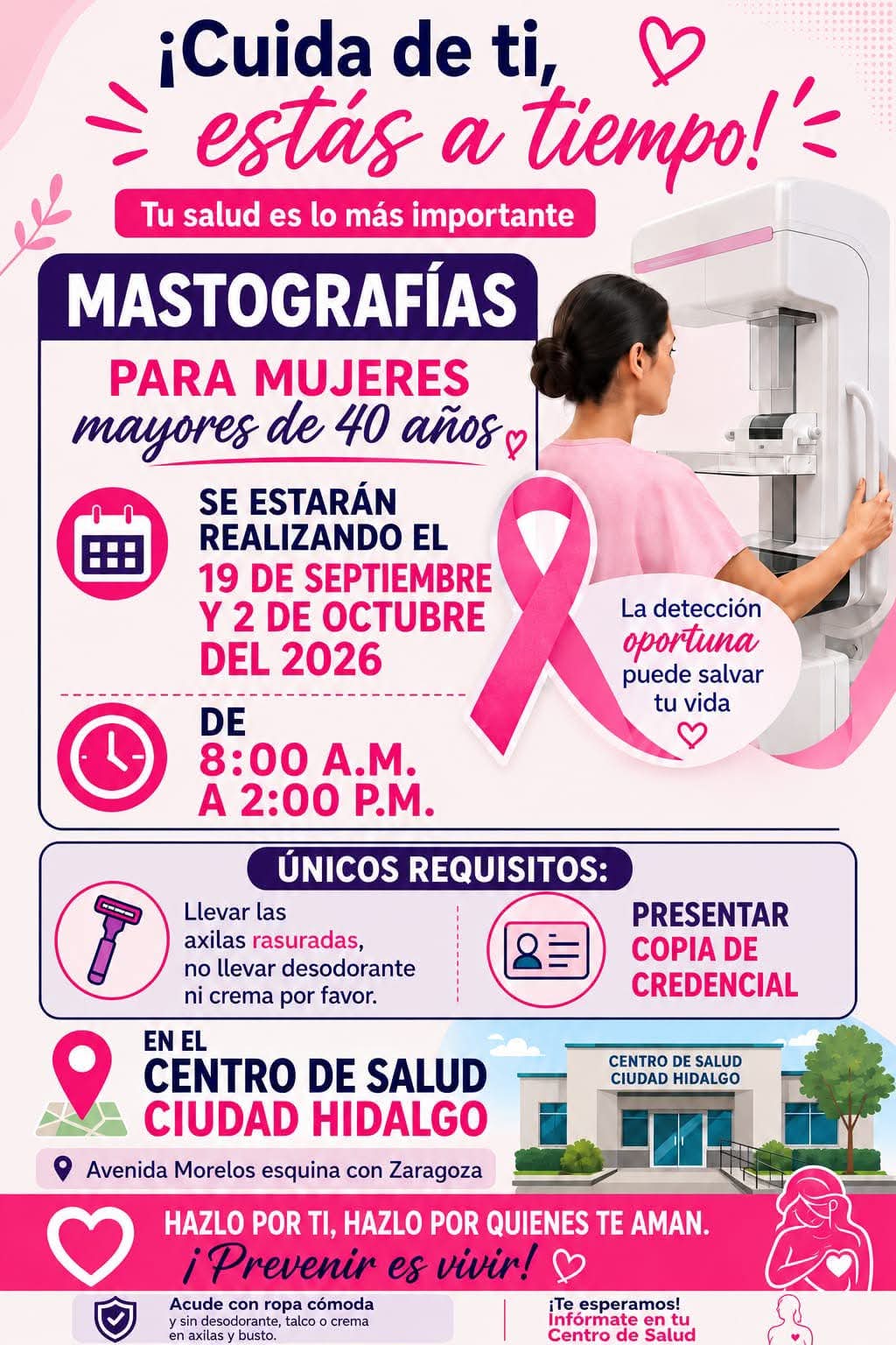 En el Centro de Salud se realizará mastografías