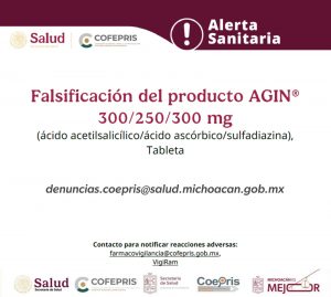 Cofepris emite alerta sanitaria por falsificación del producto Agin