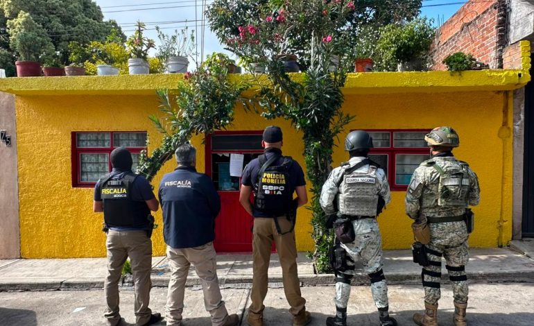 En cateos realizados en Morelia, asegura FGE dos inmuebles, narcóticos y detiene a una persona