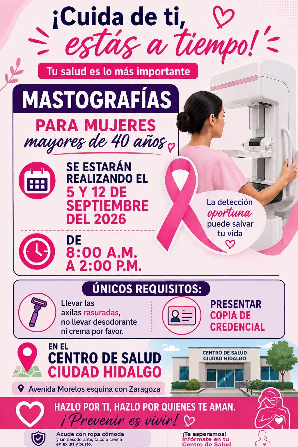 En el Centro de Salud se realizará mastografías