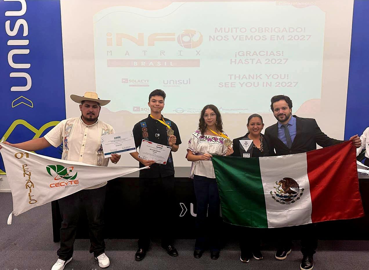 Estudiantes del Cecytem Penjamillo ganan medalla de oro en Infomatrix Brasil 2026