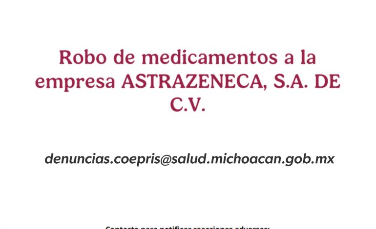 Cofepris emite alerta sanitaria por robo del medicamento dapagliflozina