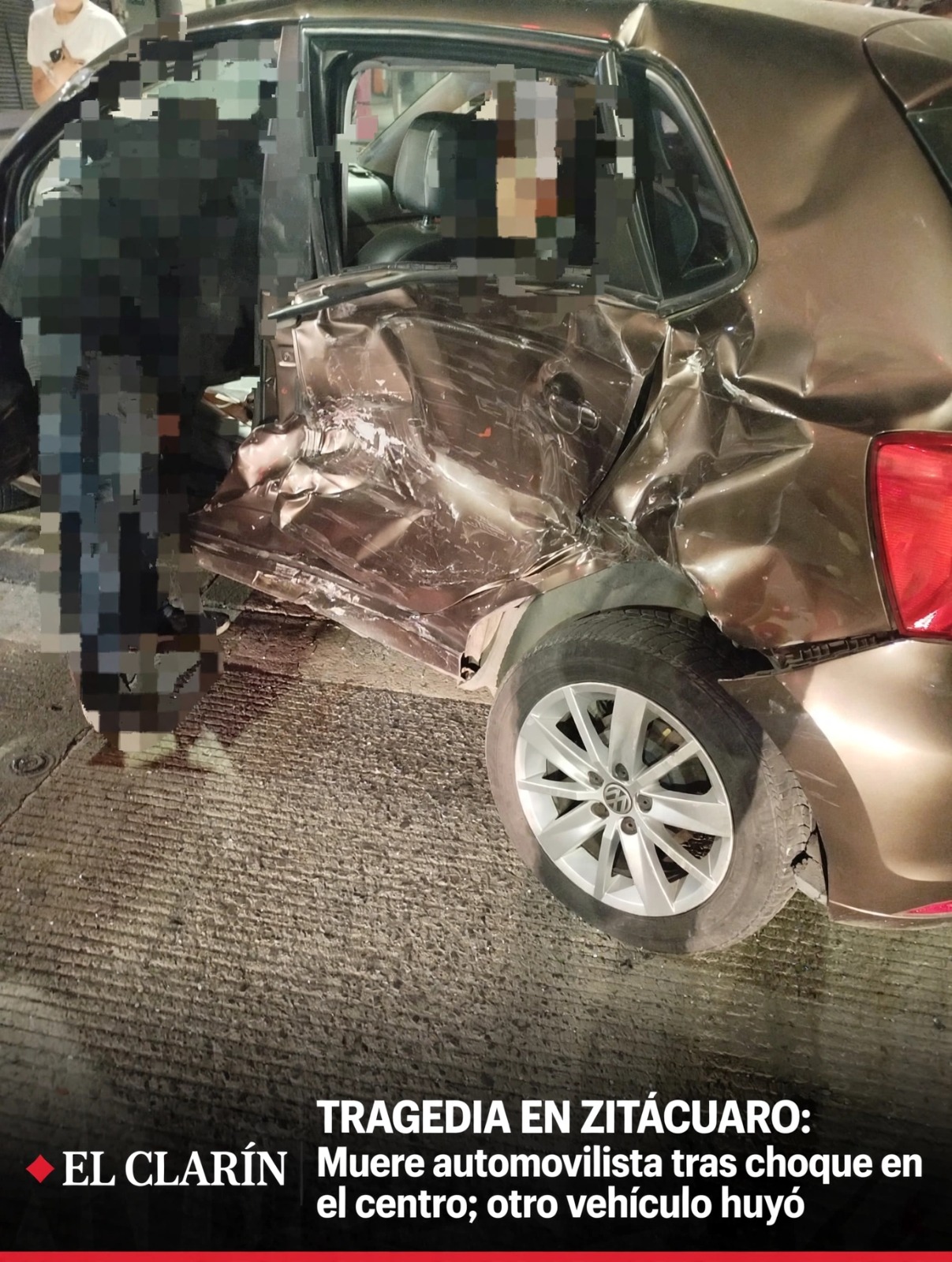 TRAGEDIA EN EL CENTRO DE ZITÁCUARO: MUERE CONDUCTOR TRAS BRUTAL CHOQUE; EL OTRO AUTO SE DIO A LA FUGA
