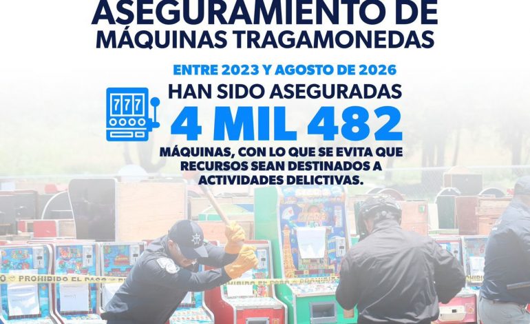 Combate Michoacán financiamiento criminal con aseguramiento de tragamonedas.
