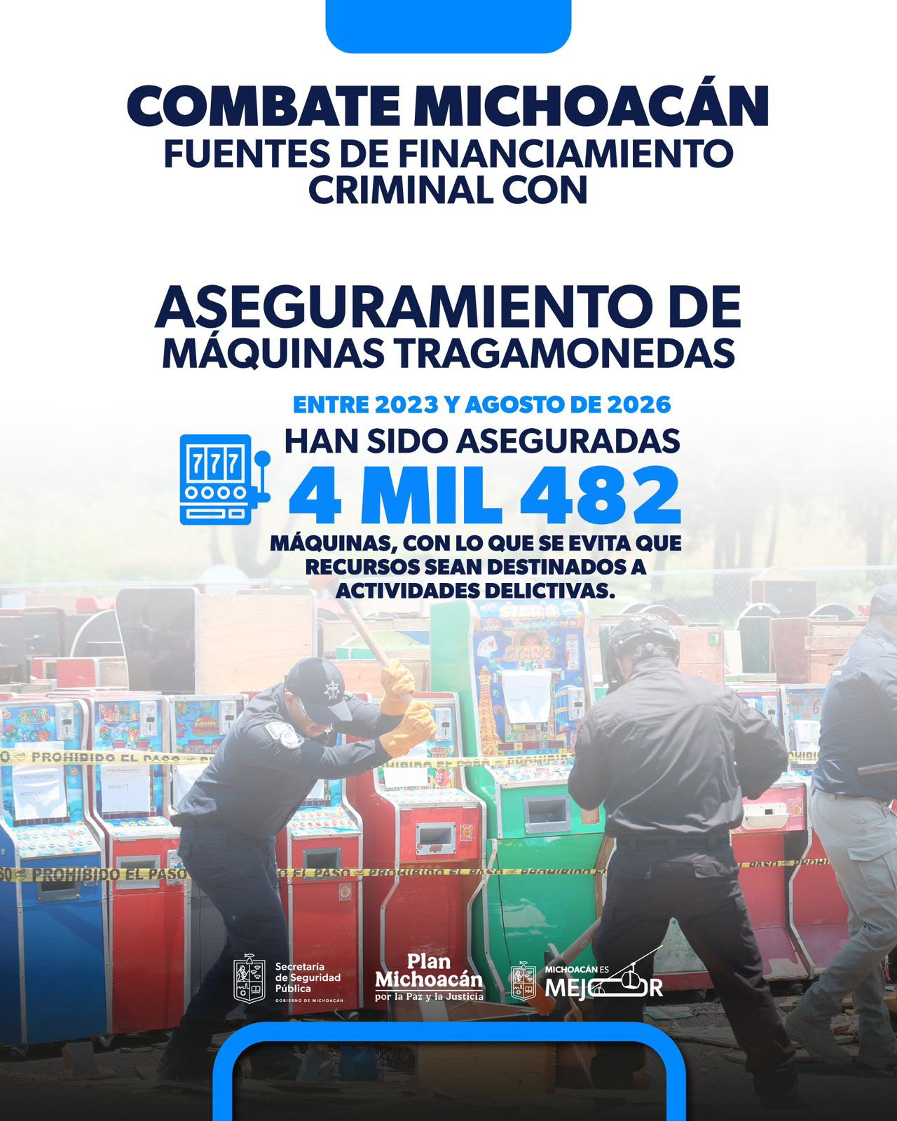 Combate Michoacán financiamiento criminal con aseguramiento de tragamonedas.
