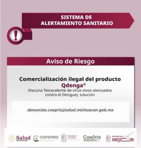 Alerta Cofepris por venta ilegal de la vacuna Qdenga®️ contra el dengue en México.