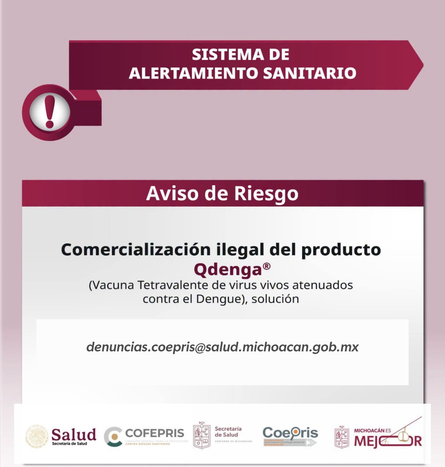 Alerta Cofepris por venta ilegal de la vacuna Qdenga®️ contra el dengue en México.
