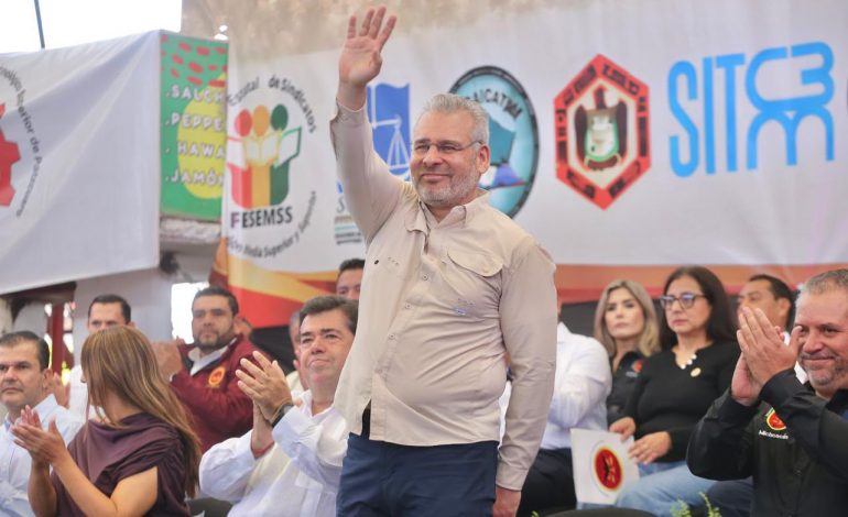 Refrenda Bedolla respaldo a los trabajadores de Michoacán en el XV aniversario de la Catem.