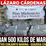 SSP y Marina aseguran camioneta con casi media tonelada de marihuana en Lázaro Cárdenas.