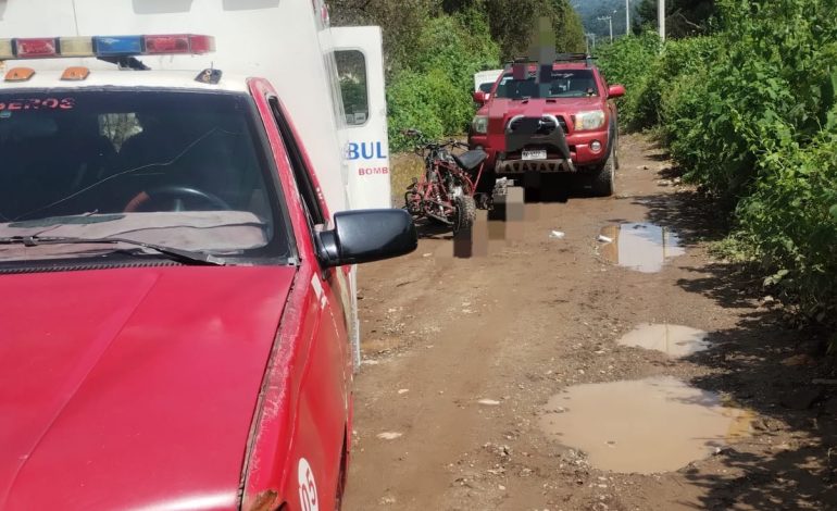 Cadena de cuatrimoto lesiona gravemente a un hombre en Zitácuaro; Presentó fractura expuesta de tibia y peroné, además de una hemorragia activa. 