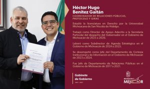 Designa Bedolla a Héctor Benítez como coordinador de Relaciones Públicas, Protocolo y Giras