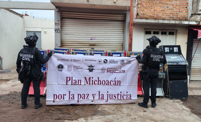 Desmantelan red de financiamiento criminal con decomiso de 97 máquinas tragamonedas en La Piedad