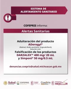 Cofepris emite alerta por adulteración de ADerogyl®️