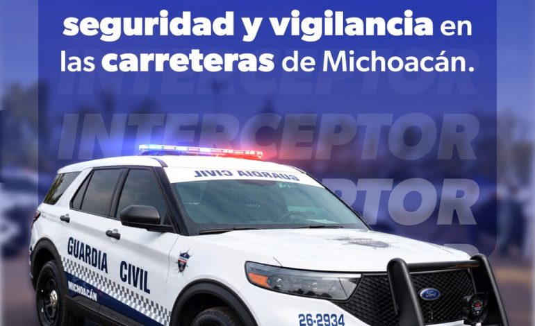 Con 40 nuevas patrullas Police Interceptor, Guardia Civil refuerza la seguridad en carreteras de Michoacán