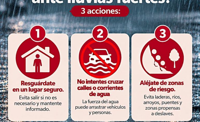 PC estatal llama a extremar precauciones ante lluvias por huracán “Simon”
