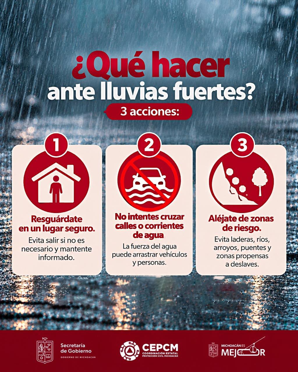 PC estatal llama a extremar precauciones ante lluvias por huracán “Simon”