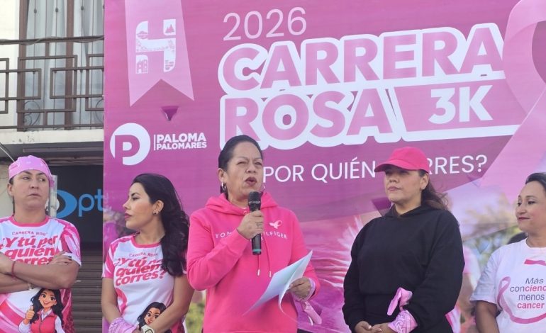 Jeovana Alcántar llama a la solidaridad y prevención del cáncer de mama durante la Carrera Rosa 2026.
